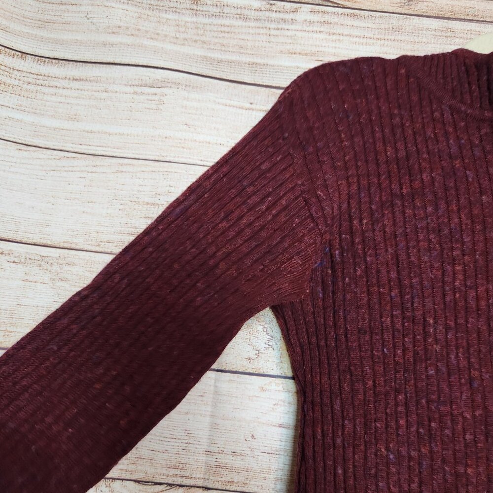 Free People Purple Ribbed Hooded Quarter Zip Wool Blend Sweater Top Size Medium - Picture 3 of 16